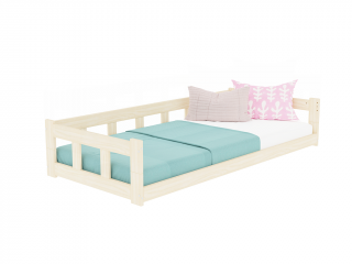 Nízká jednolůžková postel FENCE 4v1 se zábranou Zvolte barvu: Transparentní vosková lazura matná, Zvolte rozměr: 120x200 cm, Zvolte zábranu: S…