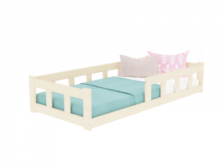 Nízká jednolůžková postel FENCE 4v1 se zábranou Zvolte barvu: Transparentní vosková lazura matná, Zvolte rozměr: 80x160 cm, Zvolte zábranu: S jednou…