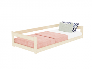 Nízká jednolůžková postel ze dřeva SAFE 5v1 se zábranou Zvolte barvu: Tmavě šedá, Zvolte rozměr: 90x180 cm, Zvolte zábranu: S otevřeným vstupem