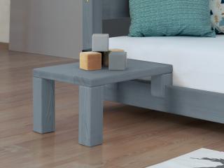 Noční stolek k laťkovým postelím NANOC Zvolte barvu hranolů: Tmavě šedá, Zvolte barvu ploch: Tmavě šedá, Varianta: Navíc přídavné nohy 10 cm