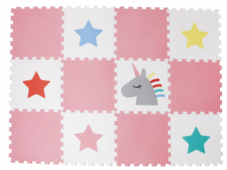 Růžová hrací podlaha puzzle 12 dílů JEDNOROŽEC