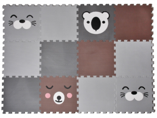 Šedá pěnová puzzle podlaha z 12 dílů TULEŇ