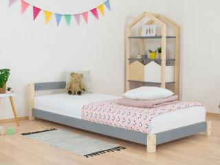 Tmavě šedo-nelakovaná dětská jednolůžková postel s čelem DREAMY 90x180 cm