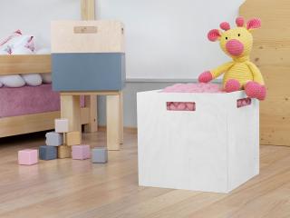 Úložný dřevěný box BOKS do regálu s obdélníkovým úchytem Zvolte barvu: Bílá