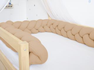 Vaflový mantinel pletený do copu ze 3 pramenů Zvolte barvu: Hnědá, Zvolte rozměr: 200 cm (2 metry)