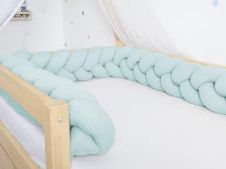Vaflový mantinel pletený do copu ze 3 pramenů Zvolte barvu: Mint, Zvolte rozměr: 250 cm (2,5 metru)