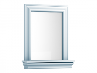 Závěsné zrcadlo v dřevěném rámu s policí MAXIME modré