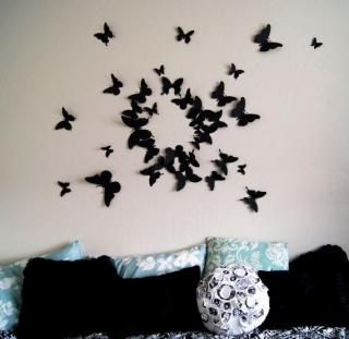 3D motýlci na zeď Barva: Černá