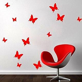 3D motýlci na zeď Barva: Červená