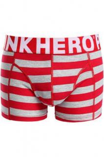 PINK HEROES INNISFREE BOXER bavlněné pruhované boxerky Barva: Červená, Velikost: M
