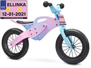 Dětské odrážedlo Enduro značky Toyz, dřevěné, barva růžová, s osobní SPZ Text na SPZ: Budoucí cyklistická star, Barva SPZ: modrá