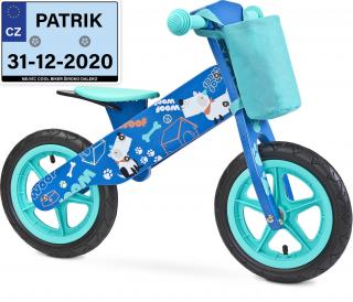 Dětské odrážedlo Zap značky Toyz, dřevěné, barva modrá, s osobní SPZ Text na SPZ: Jedu co můžu, nelep se mi na zadek, Barva SPZ: -