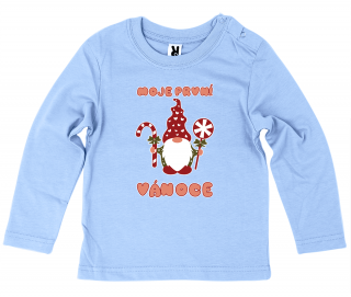 Dětské tričko Ellie Bee, motiv  Moje první Vánoce  Barva: Modrá, Velikost: 12 měsíců, Rukáv: dlouhý