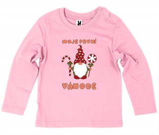 Dětské tričko Ellie Bee, motiv  Moje první Vánoce  Barva: Růžová, Velikost: 12 měsíců, Rukáv: dlouhý