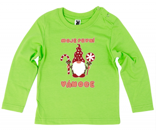 Dětské tričko Ellie Bee, motiv  Moje první Vánoce  Barva: Zelená, Velikost: 12 měsíců, Rukáv: dlouhý