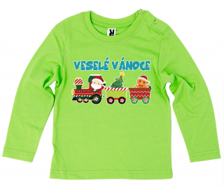 Dětské tričko Ellie Bee, motiv  Veselé Vánoce  Barva: Zelená, Velikost: 12 měsíců, Rukáv: dlouhý