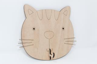 Dětský dřevěný věšák na oblečení, nebo klíče, motiv kočička