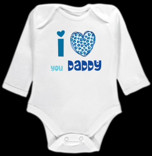 Kojenecké body Ellie Bee, krátký nebo dlouhý rukáv, barva bílá, motiv  I love you daddy  Velikost: 0 - 3 měsíce (56 - 62cm), Rukáv: dlouhý