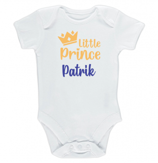 Kojenecké body Ellie Bee, krátký nebo dlouhý rukáv, barva bílá, motiv  Little prince  s jménem dítěte Velikost: 0 - 3 měsíce (56 - 62cm), Rukáv:…