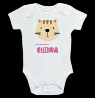 Kojenecké body Ellie Bee, krátký nebo dlouhý rukáv, barva bílá, motiv  Malá roztomilá kočička Ellinka  se jménem dítěte Velikost: 0 - 3 měsíce (56 -…