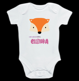 Kojenecké body Ellie Bee, krátký nebo dlouhý rukáv, barva bílá, motiv  Malá roztomilá lištička Ellinka  se jménem dítěte Velikost: 0 - 3 měsíce (56 -…