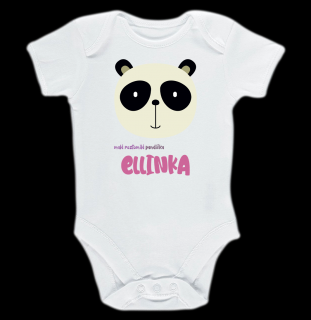 Kojenecké body Ellie Bee, krátký nebo dlouhý rukáv, barva bílá, motiv  Malá roztomilá pandička Ellinka  se jménem dítěte Velikost: 0 - 3 měsíce (56 -…
