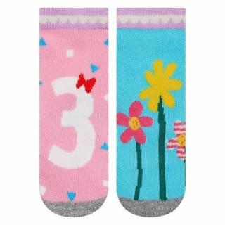 Narozeninové ponožky SOXO, růžové, motiv  3 roky Velikost: EU 19 - 21