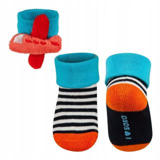 Ponožky a náramek  SOXO, pruhované, motiv letadlo Velikost: EU 11 - 14 (0 - 12 měsíců)