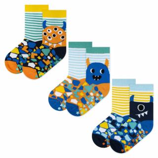 Ponožky protiskluzové SOXO, 3ks v balení, motiv příšerky Velikost: EU 19 - 21