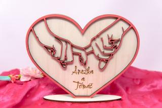 Valentýnský dárek - dekorace ve tvaru srdíčka, motiv Ruce