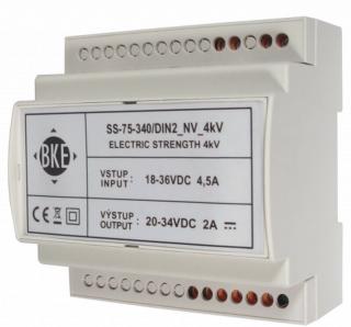 DC/DC měnič napětí na DIN lištu - 9-18VDC / 12V DC 6,25A 75W - SS-75-120/DIN2_9-18V