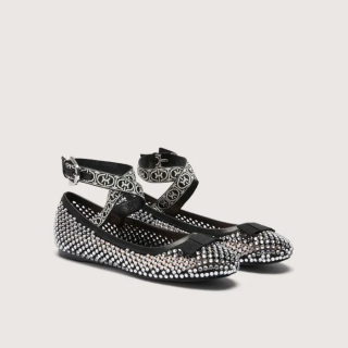 COCCINELLE BEATRIZ STRASS BALERÍNY NOIR/NOIR-ECRU SS25 vel.41