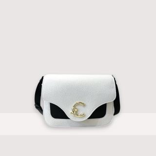 COCCINELLE C-ME BICOLOR KOŽENÁ KABELKA BLANCO/NOIR SS25