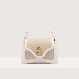 COCCINELLE C-ME CANVAS KABELKA NATURAL/BLANCO SS25