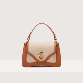COCCINELLE C-ME CANVAS KABELKA NATURAL/CUIR SS25