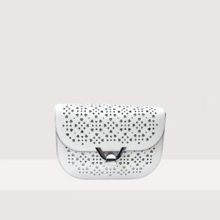 COCCINELLE DEW COW.PERFORE KOŽENÁ KABELKA BLANCO SS25
