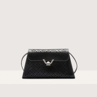 COCCINELLE DEW COW.PERFOREE MEDIUM KOŽENÁ KABELKA NOIR SS25