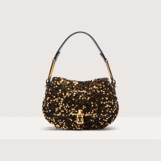 COCCINELLE MAGIE PAILLETT. KABELKA GOLDEN/NOIR SS25