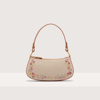MERVEILLE LENCOS EMBROIDERY MINI BAG COCCINELLE MULTICOLOR/CUIR SS25
