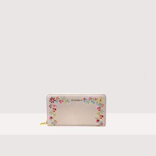 METALLIC LENCOS EMBROIDER KOŽENÁ PENĚŽENKA MULTICOL/ROSETT SS25
