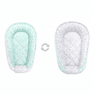 Honey české oboustranné hnízdečko pro miminko Bunny Silver-Mint Vzor: BUNNY