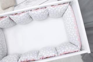 Muskat český polštářkový mantinel do postýlky 360cm Bunny Silver-Rose Vzor: BUNNY