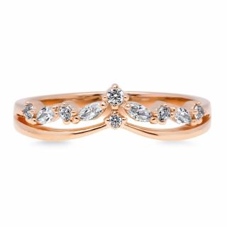 Emporial pozlacený prsten Princeznina korunka 14k růžové zlato MA-R0440 Velikost: 8 (EU: 57-58)
