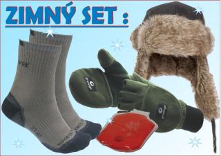 SPORTS Winter set 3: ušanka + rukavice + ponožky + hřejitko Velikost: vel. ponožek 41-43