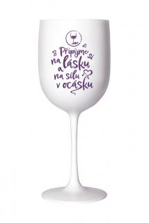 Plastová sklenice na víno - Připijme si na lásku a na sílu v ocásku 480 ml| Rybízák.cz