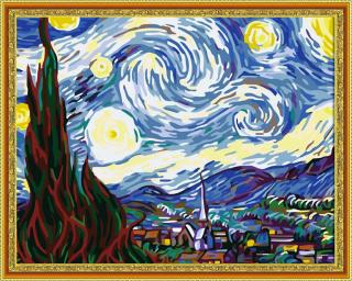 Diamantové malování - Hvězdná noc - Vincent Van Gogh  Včetně předtištěného ozdobného rámu