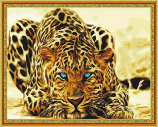 Diamantové malování - Jaguar  Včetně předtištěného ozdobného rámu