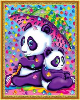 Diamantové malování - Malovaná panda  Včetně předtištěného ozdobného rámu