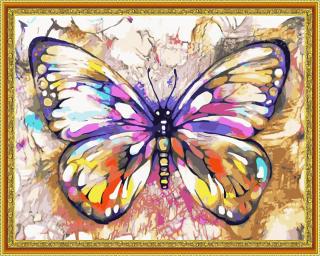 Diamantové malování - Motýl  Včetně předtištěného ozdobného rámu