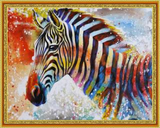 Diamantové malování -  Zebra  Včetně předtištěného ozdobného rámu